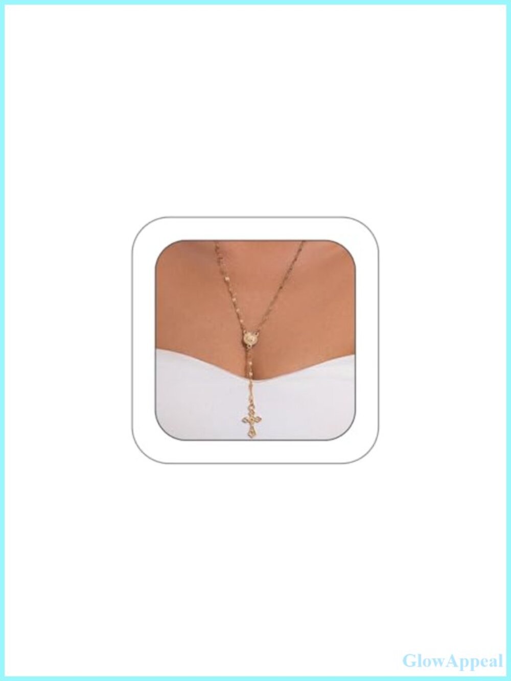14K Gold Cross Pendant Necklace Adjustable Layered Y Chain